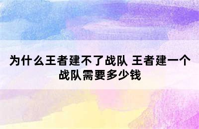 为什么王者建不了战队 王者建一个战队需要多少钱